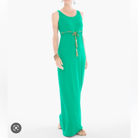 Chico's Dresses & Skirts - Chico’s Green Tie Belt Maxi Dress Chico’ Size 1 Petite